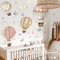 WandSticker4U®- XXL Wandtattoo HEIßLUFTBALLON Beige/Rosa (120x100 cm) I Baby Wandsticker Kinderzimmer Mädchen & Junge I Wand Deko Möbel Aufkleber Sterne Wolken Vogel GROß
