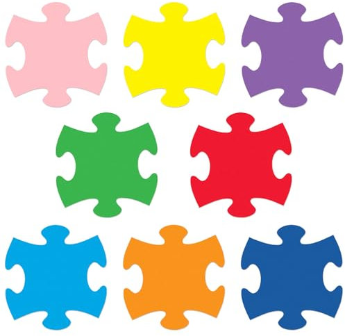 MixTeach 200 Stück Puzzleteile, Papier-Puzzle-Akzente, Ausschnitte, 10,2 cm, Puzzle-Formen, gestanztes Papier, Klassenzimmer-Dekorationen für Geburtstagsparty, Pinnwand, Schule, Bastelprojekte,
