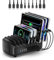 ORICO 120W Ladestation für Mehrere Geräte, Neues Upgrade 10 Ports Smart USB Ladestation mit Kühlventilator, Kompatibel mit iPhone 15/14/13/12，iPads, Android Phone und Tablets (Enthält 10 Kabel)