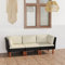 Homgoday Gartensofa, 3-Sitzer, mit Kissen, Polyrattan, schwarz, für den Außenbereich, Paletten, Holz
