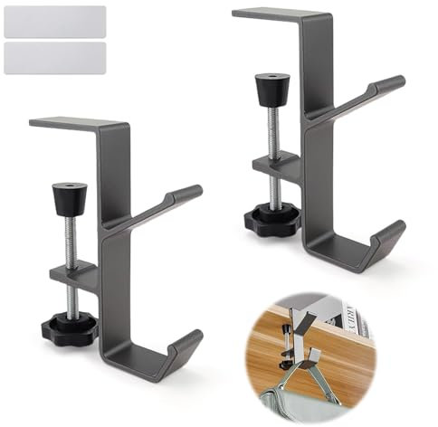 0XBIT 2 Pièces Accroche Sacs, Gris Porte Sac Ajustable, Multifunction Porte Sac à Main Table, Haute Qualité, ça Peut Bouger, pour Bureau, Bureau Étude, Bureau Ordinateur