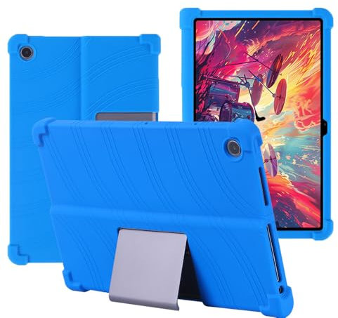 YHFZR Funda para Lenovo Tab Plus 11,5 Pulgada 2024, Silicón Ligera Carcasa Antideslizante con Soporte para los niños para Lenovo Tab Plus 11,5'' Tablet 2024 TB351FU, Azul Oscuro