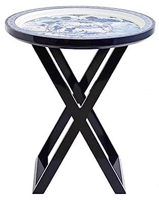 Couchtisch Kaffeetisch Beistelltisch mit bemalter Tischplatte, kleiner Beistelltisch, Akzenttisch for Wohnzimmer, Schlafzimmer, Balkon, Büro, moderner Beistelltisch aus Massivholz, Nachttisch, Heimdek