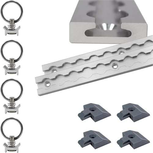 Airlineschiene 2X 1,5 Meter eckig Silber eloxiert im Set mit 4 Ösen und 4 Endkappen, Alu Zurrschiene robust, hohe Stabilität und Langlebigkeit, Anhänger, PKW, Camper, Wohnmobil Airline- Schiene