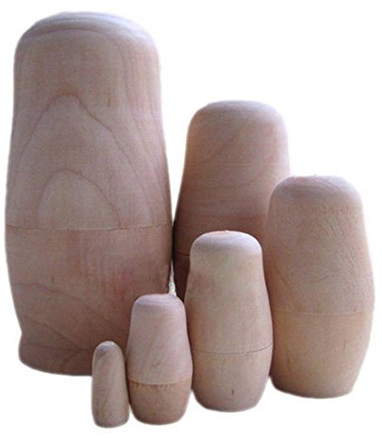 CAIONPLE Russian Nesting Doll Blank Matryoshka Wood Unpainted DIY Handicraft (6 set)