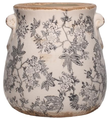 Rustic Farmhouse Ceramic Flower Pots, Vintage Antique Planters & Vase with Drainage Hole for Indoor/Outdoor, Handmade Crackle Glaze Terracotta Pottery Decor for Home Kitchen Office, Gardening Gifts