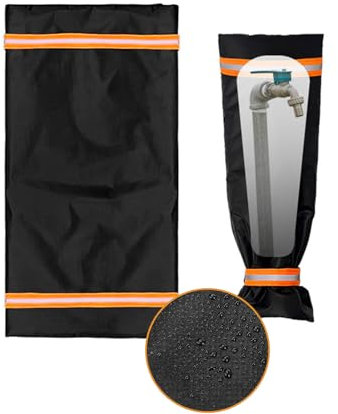 Surwin Housse pour Robinet Exterieur Jardin, 2 Pièces Housse de Robinet Jardin Imperméable et Épaisse Protection Robinet Exterieur, Réutilisables Couvercle Antigel pour Robinet (26x64cm,Noir)