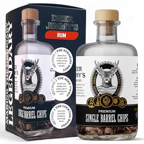 Set de Regalo DIY Ron Deer Jimmy's® – Haz tu Propio Ron con Roble Premium de barricas de Ron sudamericanas – Maduración en barrica para Cualquier Licor Hombres
