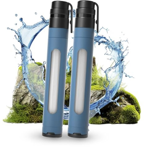Joypur Wasserfilter Outdoor Survival mit Sichtfenster - Persönlicher Wasserfilter mit 3000 L Filterkapazität Trinkwasserfilter Outdoor Camping Wasserfilter Trinkwasser für Notfall usw. (Blau * 2)
