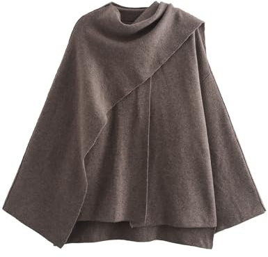 Kissonic Übergroße Damen-Schaljacke, Überwurf aus Strick, langärmelig, mit Knopf, Winter-Caban