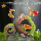 DXIA Barrel Fish Tank Decorations with Crafts Moss, Resin Aquarium Furniture Accessories