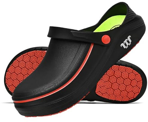 SECHRITE Gartenschuhe für Damen Herren küchenschuhe Wasserdichter rutschfest Arbeitsschuhe küche Medizinische Gesundheitsschuhe Sanitär-Clogs Schwarz 43-44