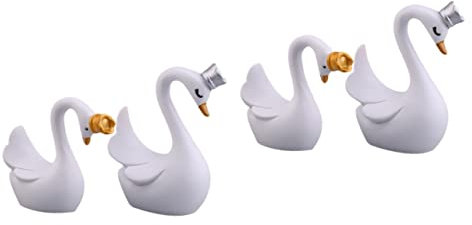 IMIKEYA 2 Sätze Kuchendekoration Geburtstag Schwäne Kuchendeckel Schwan-skulptur Christmas Cake Decoration Weihnachten Tortendeko Partyzubehör Schwan Kuchen Topper Harz Weiß 2 Stück * 2