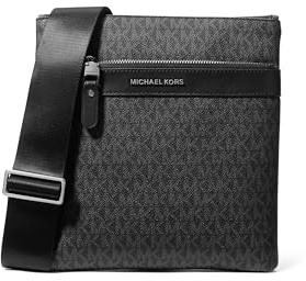 Michael Kors Hudson Flat Crossbody, Light Gunmetal-Hardware, Schwarz, One Size