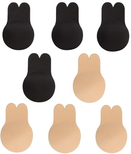 Syylqyr 8 PCS Adhesive Bra Stick On Push Up Bra with Customizable Edges Backless Bras for Women Stick on Bra Push up for V-NEC Deep V Tops Wedding Swimwear Dresses