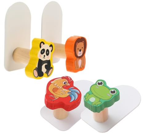 Mipcase 4pcs Adhesive Wall Hooks Cartoon Animal Design Self Adhesive Clothes Hooks Strong Sticky Coat Hat for Boys and Girls Room Door and Bathroom