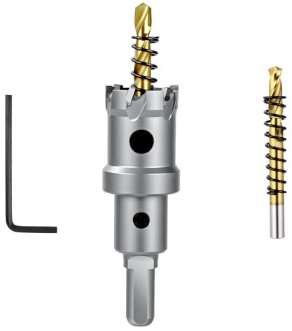 Flintronic Broca Cortadora de Agujeros de Metal, 25mm Sierra de Corona de T.C.T Carburo Broca con 2 Brocas, para Chapa de Acero Inoxidable, Metal, Aleaci贸n, Hierro, Madera