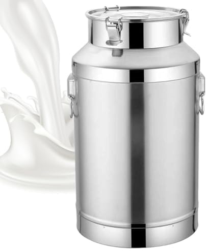 GLJTUO Milk Churn Pot 304 Stainless Steel Milk Transport Cans Bucket Heavy Duty Milk Jug With Silicone Sealed Lid Liquid Container Storage For Food Use 5L/9L/14L/18L,18L,9L