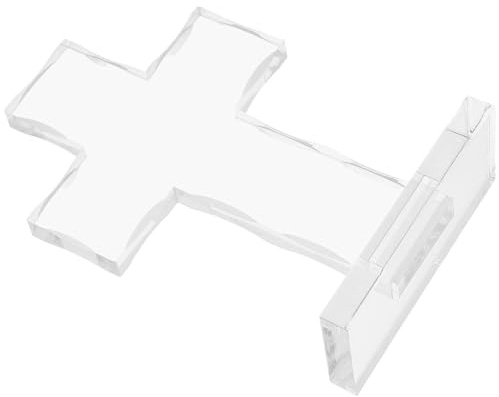 Ipetboom Transparentes Acryl Kreuz mit Stabilem Standfuß Stehendes Christliches Taufkreuz als Tischdekor für Hochzeiten Babypartys und Wohnraum
