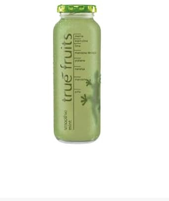 True Fruits Smoothie Vert Ananas, Sans Sucres Ajoutés, Bouteille en Verre 250 ml, Lot de 8