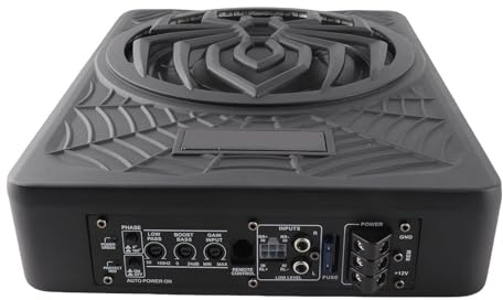 Huairdum Caisson de Basses de Voiture 800 W 10 Pouces, Caisson de Basses Actif Mince sous Le Siège avec Amplificateur intégré et Lumière LED, de avec Kit de Câblage, Idéal pour Système Audio de