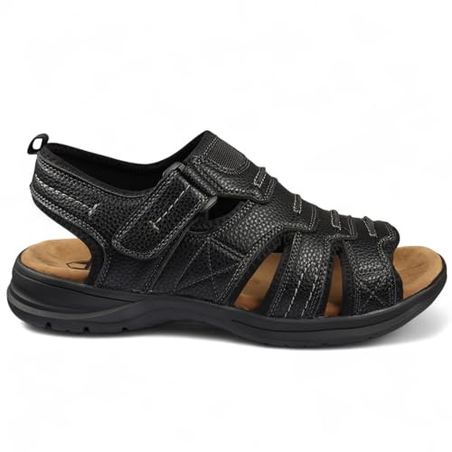 Dolcetto Herren-Sandalen, schwarz, leicht, offener Zehenbereich, lässig