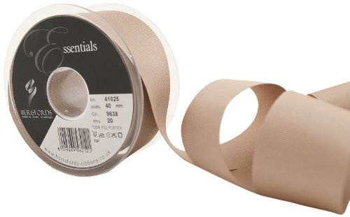 Berisfords 41025 20 m x 40 mm Polyester Grosgrain Ribbon, Bone