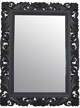 FRAMES BY POST 862167160-1 Rahmen aus Massivholz, mit Spiegel, schönes antikes Design, 122 x 90 cm, Schwarz