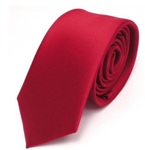 TigerTie Herren Krawatte 6 cm schmale Satin Tie in rot verkehrsrot einfarbig uni Business, festliche Veranstaltungen und Freizeit