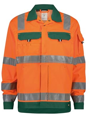 DASSY® Dusseldorf Warnschutz Arbeitsjacke - Größe M - NEONORANGE/FLASCHENGRÜN