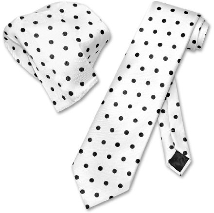 Vesuvio Napoli Krawatten-Set, Weiß mit schwarzen Punkten, Weiß, Schwarz, Einheitsgröße