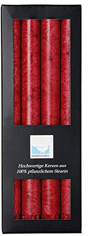 Stearin Stabkerzen, 250 x 22 mm, Dunkelrot, 4er-Pack, Bio - Kerzen / Stearin - Leuchterkerzen