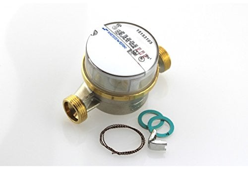 Einstrahl-Aufputz Wasserzähler kalt QN 1,5 DN20 3/4 Anschlussgewinde 1 -130 mm, beglaubigt, geeicht