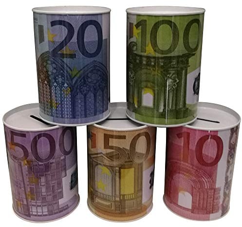 3 er Set Spardose Geldschein Euroschein Metall Sparbüchse Geldschein Sparschwein Euro Sparen