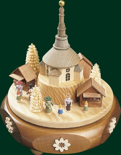 Rudolphs Schatzkiste Spieldose Seiffener Kirche mit Weihnachtsmarkt Höhe= 16cm NEU Spieluhr Spielwerk Musik Dose Figur Seiffen Erzgebirge Holz Dekoration Weihnachten