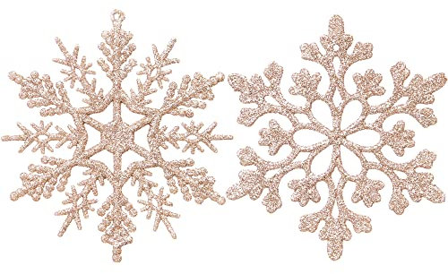 Sea Team Glitter Fiocchi di Neve in plastica Decorazione per L'Albero di Natale, 4-inch, Confezione da 36 Pezzi