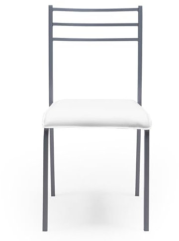 Homely - Silla de Cocina Paris, Estructura de Metal en Color Gris, Asiento de PVC en Color Blanco, de 41x45x85 cm (Gris-Blanco)