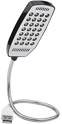 Fdit USB LED Light Mini 28 LED Lampada da lettura portatile flessibile a collo di cigno USB Computer lettura lampada con interruttore(nero)