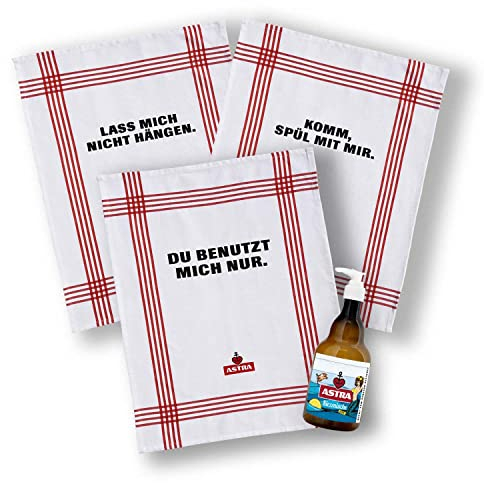 ASTRA Küchenset 4-teilig, bestehend aus Seifenspender und 3 Küchentüchern,für Bad + Küche,für Männer & Frauen, Geschenk-Ideen aus St. Pauli