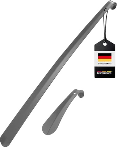 bremermann Schuhlöffel, Schuhanzieher 2er Set, 16 und 58 cm, aus Metall gefertigt, grau lackiert