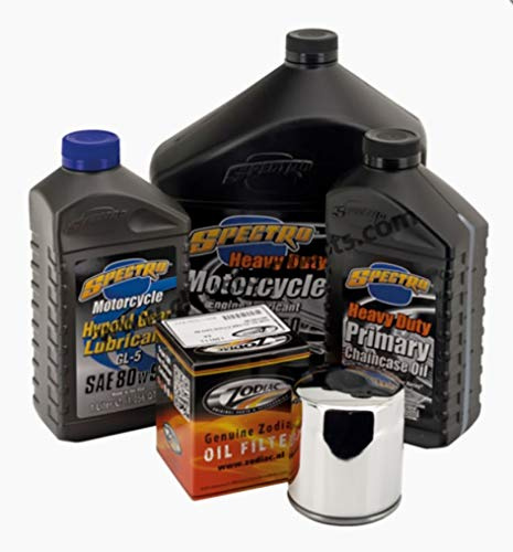 Kit Tagliando Spectro Olio Motore 20W-50 + Primaria + Cambio + Filtro Olio Cromato x Compatibile con HARLEY Dyna Softail Touring V-Rod dal 1999 al 2017