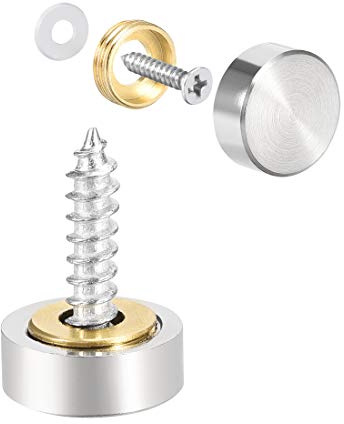 sourcing map 4Pcs Cache Vis Miroir Décoratif Capuchons Couverture 14mm | Clous, Acier Inox, Brossé
