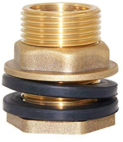 Joywayus Conector NPT hembra de 1/2 pulgada GHT macho de latón macizo para tanque de agua con 2 anillos de goma estabilizadores