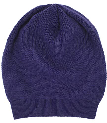 WaySoft 100% Kaschmir Beanie für Damen in Geschenkbox, übergroße Frauen Beanie Mütze - Blau - Einheitsgröße