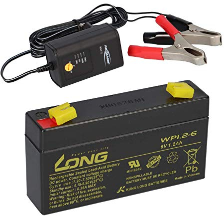 AGM BLEI AKKU Batterie 6V 1,2Ah kompatibel für USV BLEIGEL Gel + LADEGERÄT 6V