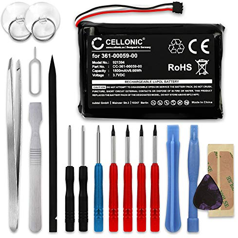 CELLONIC, Akku Navi kompatibel mit Garmin Zumo 390LM, Zumo 350, zumo 340LM (1800mAh, 3.7V) + Werkzeug-Set Ersatzakku 361-00059-00