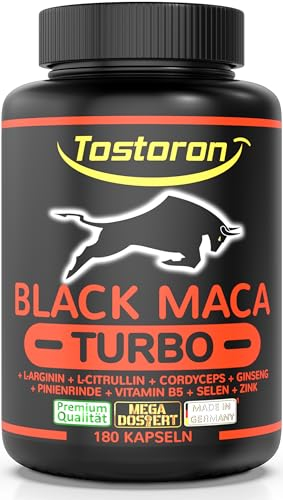 TRIEB-KRAFT¹ MACA SCHWARZ HOCHDOSIERT ¹Zink trägt zum Erhalt eines normalen TESTOSTERONSPIEGELS bei - 180 Kapseln + L-Arginin, L-Citrullin, Cordyceps, Pinienrinden Extrakt, Ginseng, 1 Dose, 1x153,7g