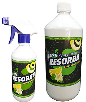 RESORBB® FRESH wasserlösliche Geruchsneutralisierer kann auch als Raumspray verwendet werden (Anti-Rauch und Brandgeruch 40-fach Konzentrat, 1 Liter mit leere Sprühflasche)