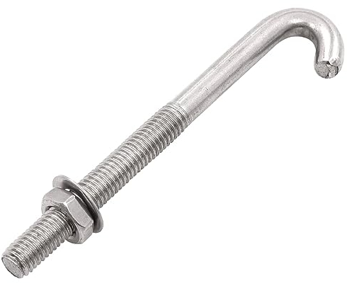 vidaXL 25x Boulons en J Ancrés avec Ecrou et Rondelle Verrouillage Fixation de Panneaux de Caillebotis à Double Barre Crochet en J M8x120 mm