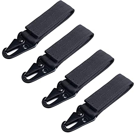 YUE QIN 4 PCS Belt Clip Carabiner Buckle Molle Strap Nylon Snap Hook Clip Keychain Keyholder Ring Tactical Backpack Molle Clip for Climbing Hiking Outdoor
